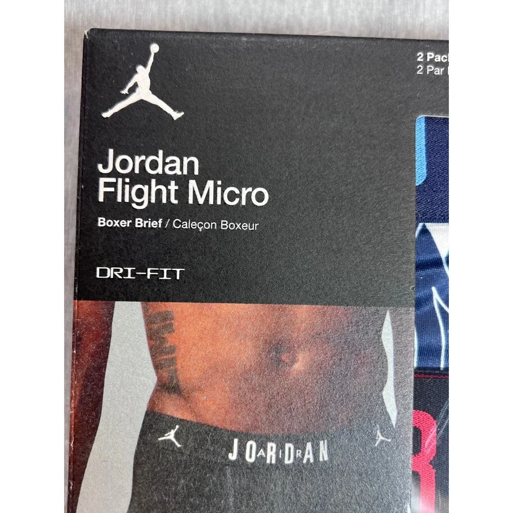 Nike Jordan Flight Micro Boxer Briefs 2 Pack Midnight Navy Dri-FIT Mens Medium